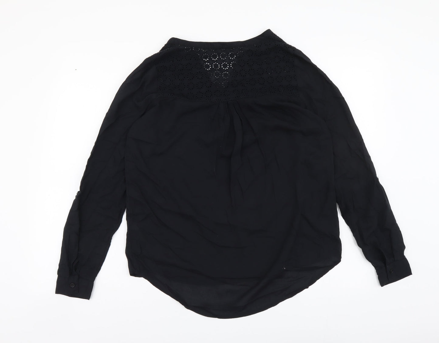 TU Womens Black Polyester Basic Blouse Size 8 V-Neck