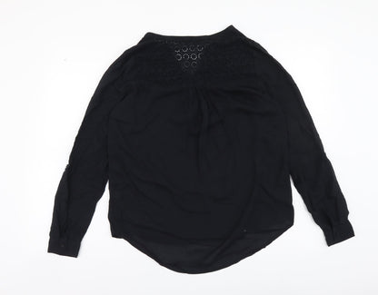 TU Womens Black Polyester Basic Blouse Size 8 V-Neck