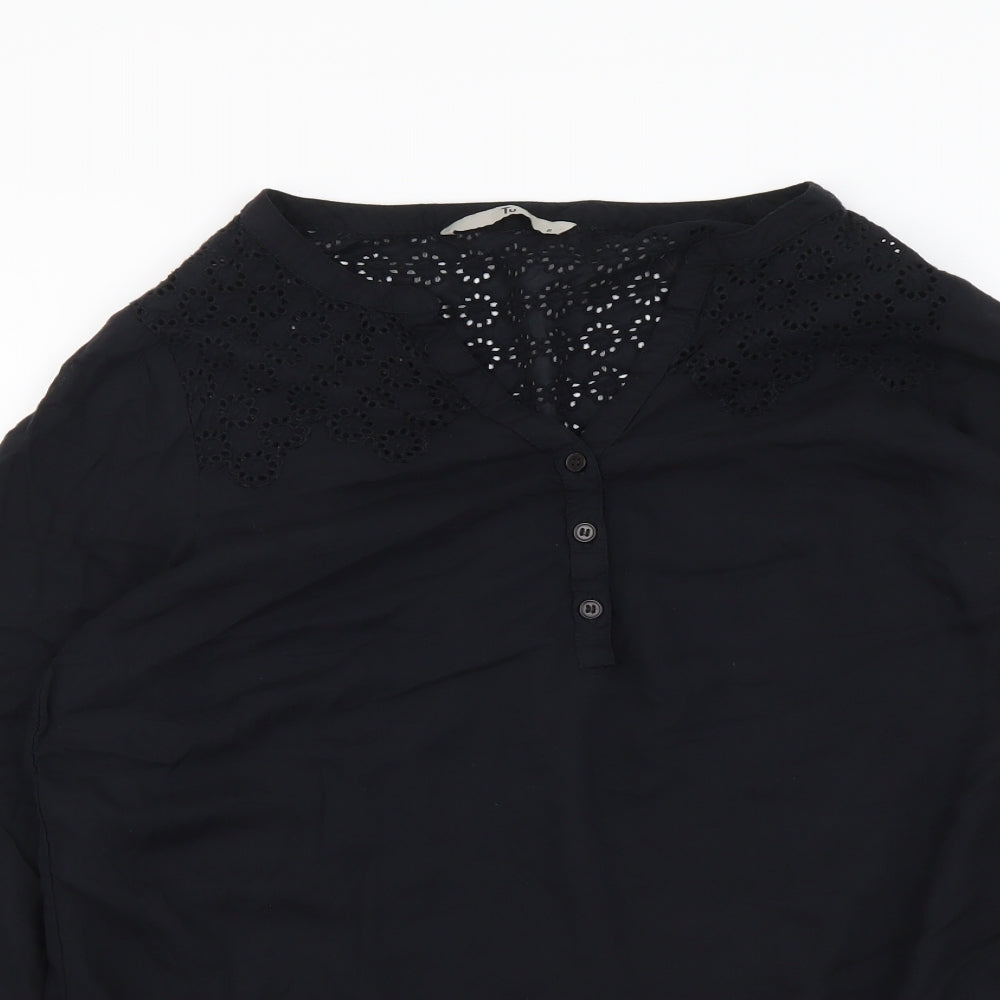 TU Womens Black Polyester Basic Blouse Size 8 V-Neck