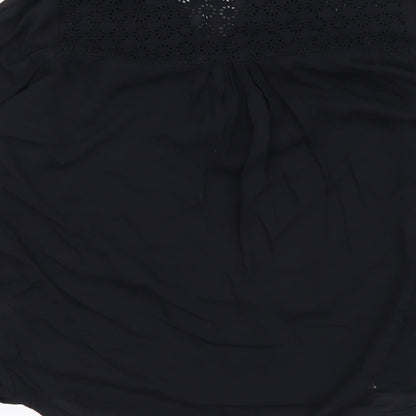 TU Womens Black Polyester Basic Blouse Size 8 V-Neck