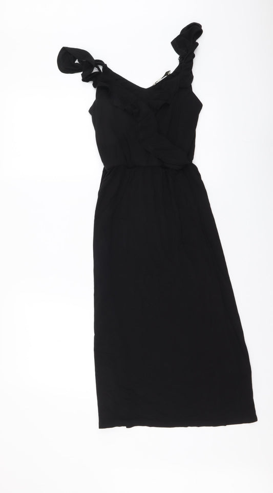 Oasis Womens Black Polyester Tank Dress Size XS V-Neck Pullover