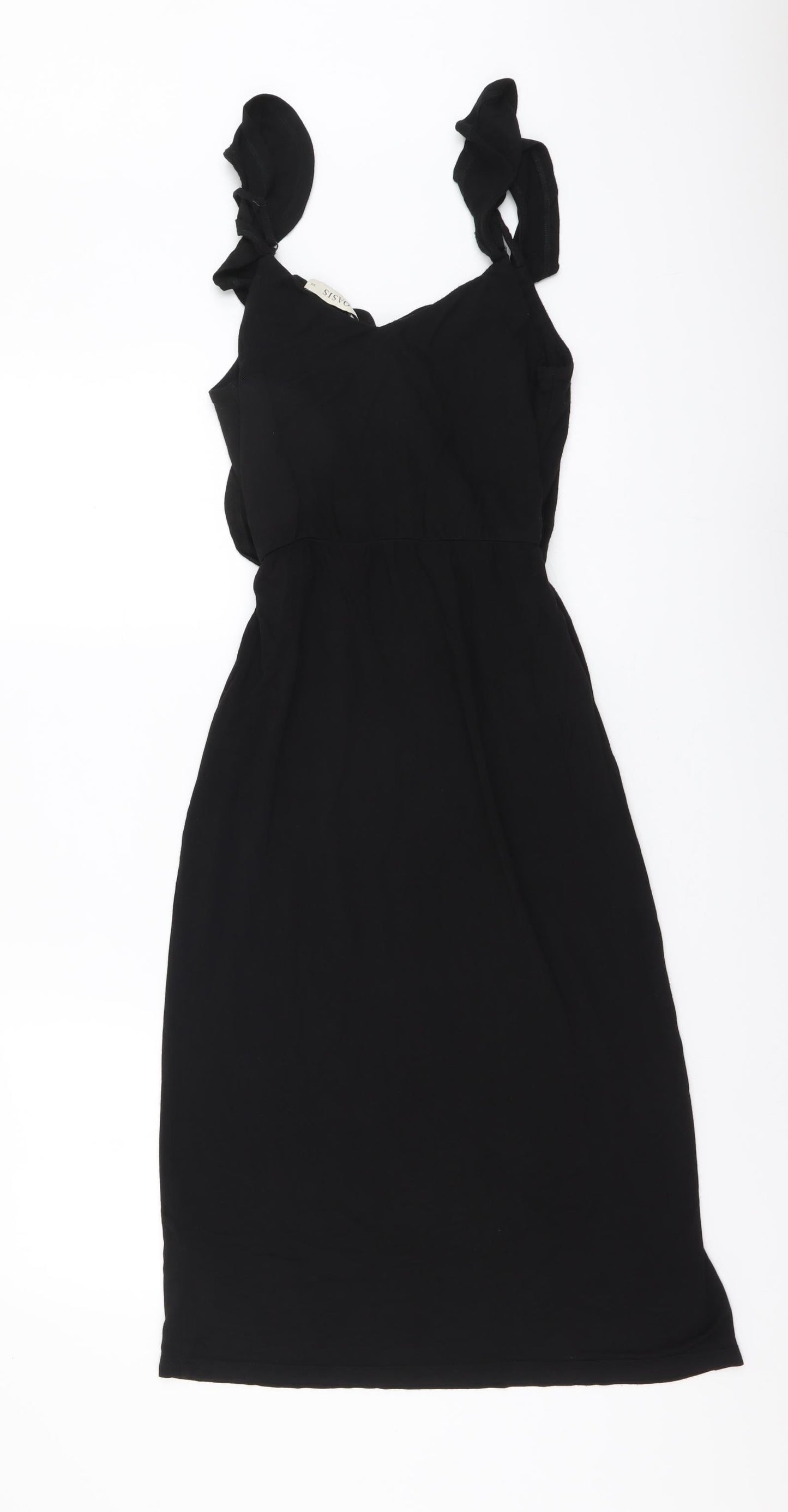 Oasis Womens Black Polyester Tank Dress Size XS V-Neck Pullover