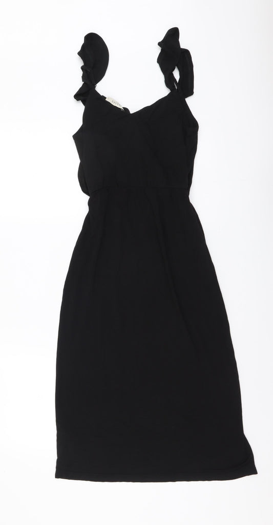 Oasis Womens Black Polyester Tank Dress Size XS V-Neck Pullover