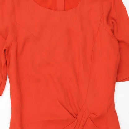 Per Una Womens Orange Polyester A-Line Size 14 Scoop Neck Zip