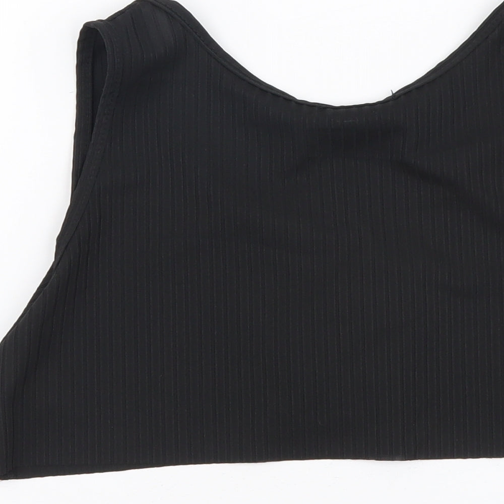 Womens UK Size 8 PRETTYLITTLETHING Black Cropped Tank