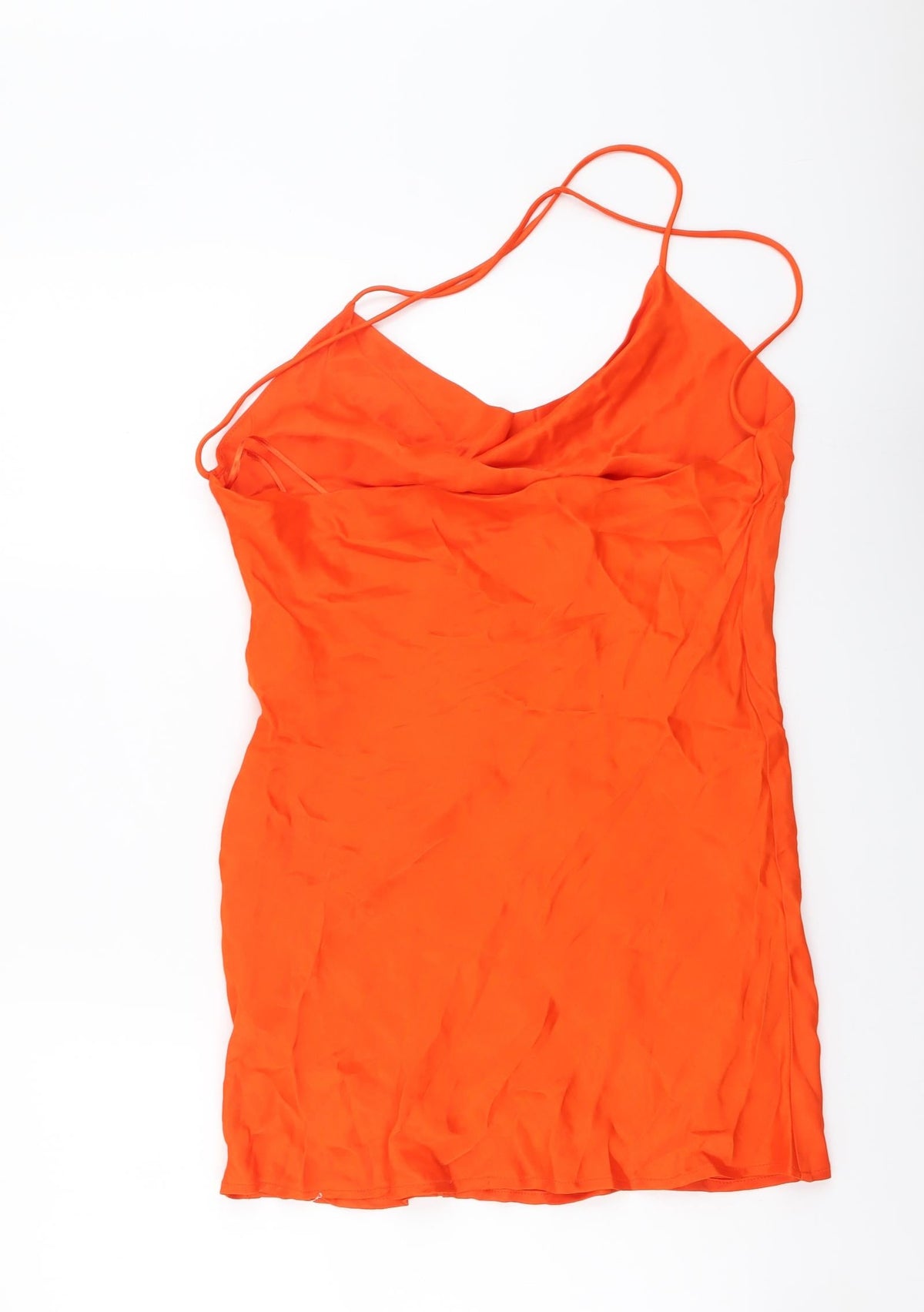 Zara Womens Orange Polyester Mini Size XS Cowl Neck Zip