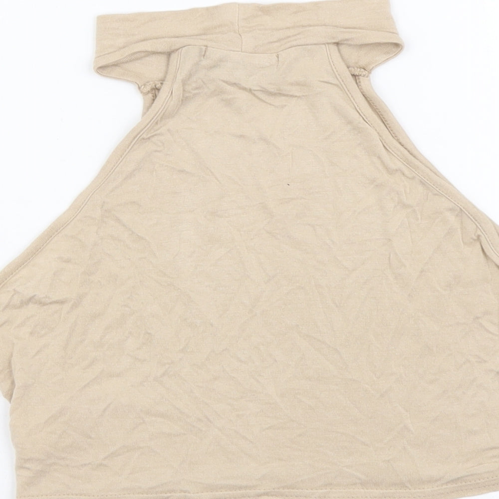 Womens UK Size 6 PRETTYLITTLETHING Beige Cropped Tank