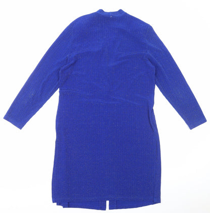 Stephen Y Womens Blue Polyester Jacket Dress Size M V-Neck Button