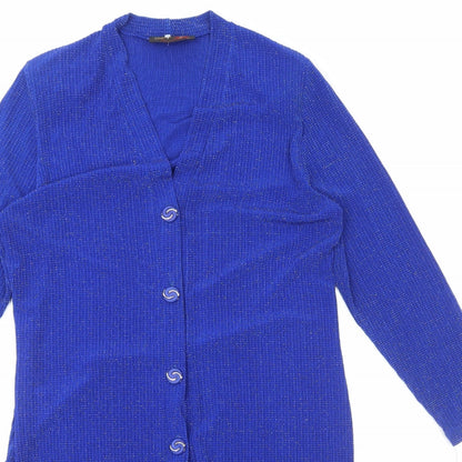 Stephen Y Womens Blue Polyester Jacket Dress Size M V-Neck Button