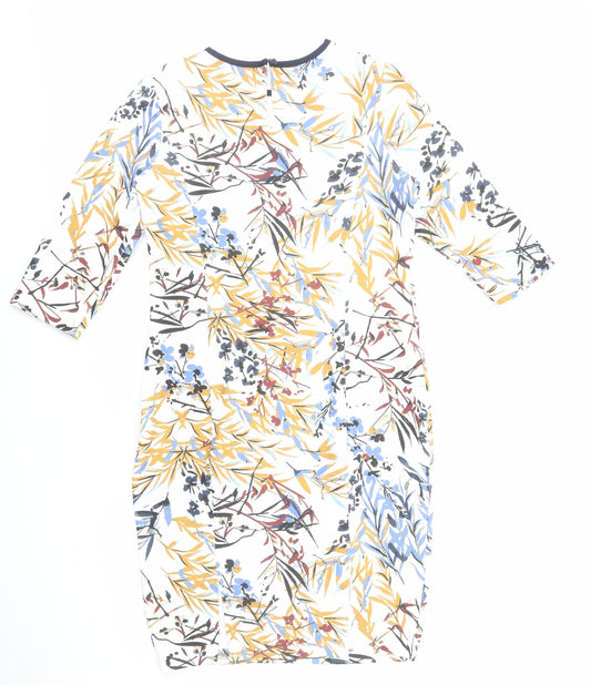 Autograph Womens Multicoloured Geometric Polyester Pencil Dress Size 14 Round Neck Zip
