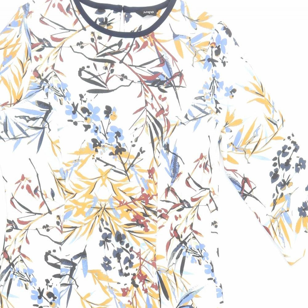 Autograph Womens Multicoloured Geometric Polyester Pencil Dress Size 14 Round Neck Zip