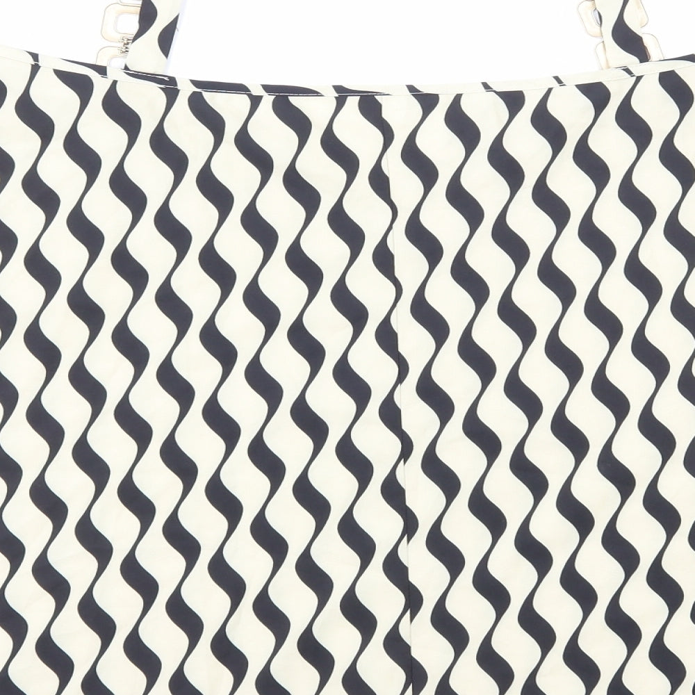 SheIn Womens Ivory Geometric Polyester Basic T-Shirt Size L Boat Neck - Cold Shoulder