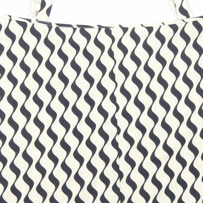 SheIn Womens Ivory Geometric Polyester Basic T-Shirt Size L Boat Neck - Cold Shoulder