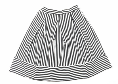 Faith And Joy Womens Black Striped Polyester A-Line Skirt Size M