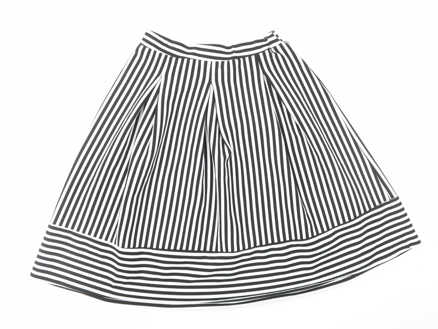 Faith And Joy Womens Black Striped Polyester A-Line Skirt Size M