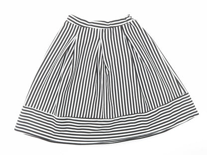 Faith And Joy Womens Black Striped Polyester A-Line Skirt Size M