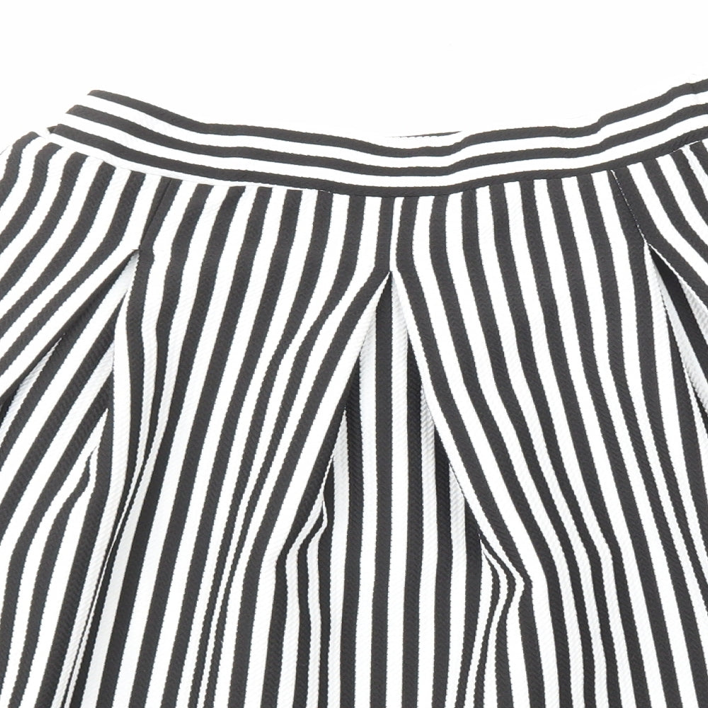 Faith And Joy Womens Black Striped Polyester A-Line Skirt Size M