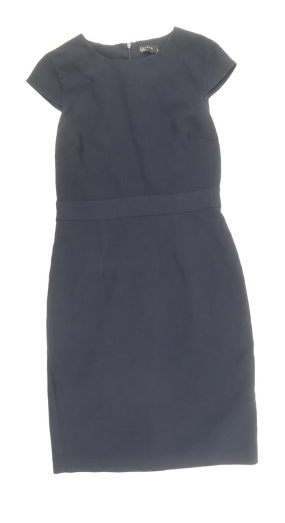 Papaya Womens Blue Polyester Pencil Dress Size 8 Boat Neck Zip