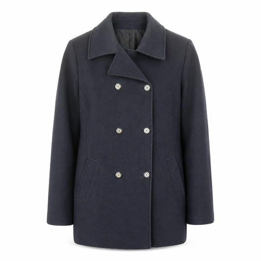 Marks & Spencer Womens Black Pea Coat Coat Size 14 Button