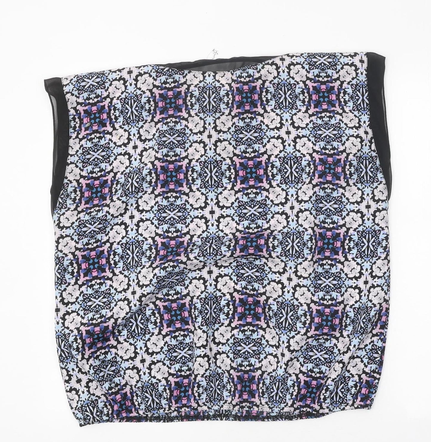 Matalan Womens Blue Floral Polyester Basic Blouse Size 16 Round Neck