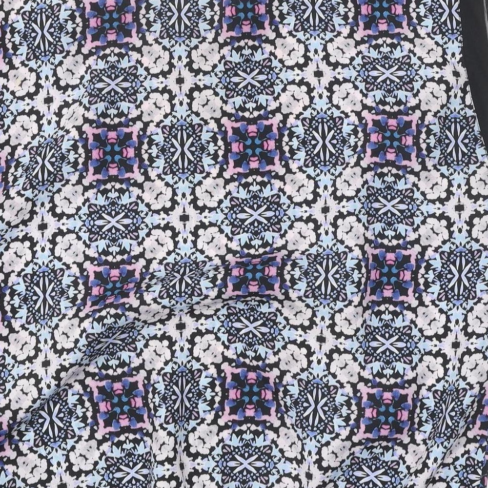 Matalan Womens Blue Floral Polyester Basic Blouse Size 16 Round Neck