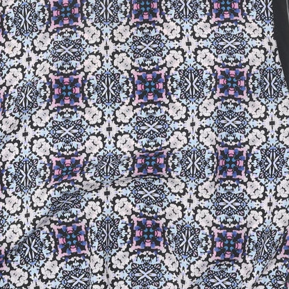 Matalan Womens Blue Floral Polyester Basic Blouse Size 16 Round Neck