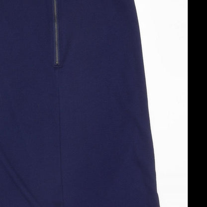 Original Womens Blue Polyester A-Line Size 14 Round Neck Zip