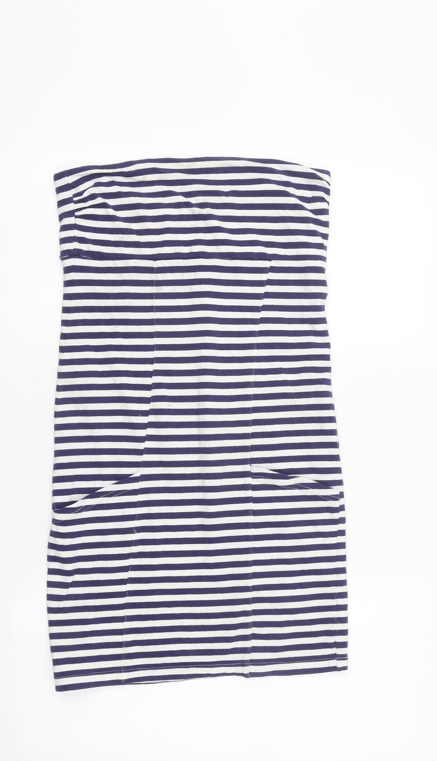 Miss Selfridge Womens White Striped Cotton Basic Tank Size 12 Off the Shoulder