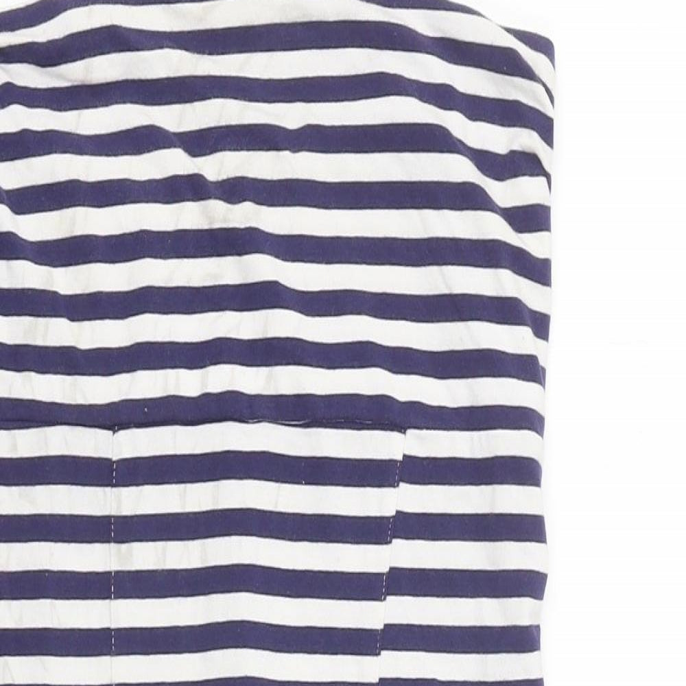 Miss Selfridge Womens White Striped Cotton Basic Tank Size 12 Off the Shoulder