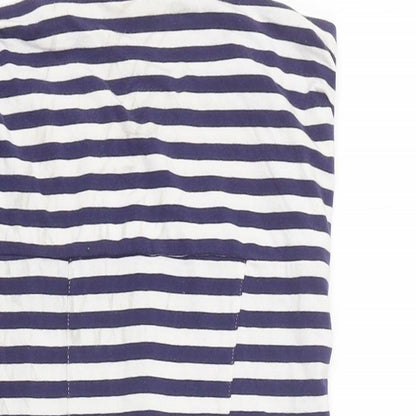 Miss Selfridge Womens White Striped Cotton Basic Tank Size 12 Off the Shoulder