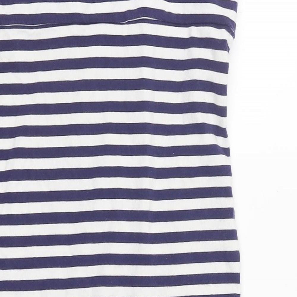 Miss Selfridge Womens White Striped Cotton Basic Tank Size 12 Off the Shoulder