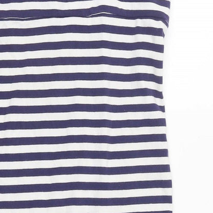 Miss Selfridge Womens White Striped Cotton Basic Tank Size 12 Off the Shoulder