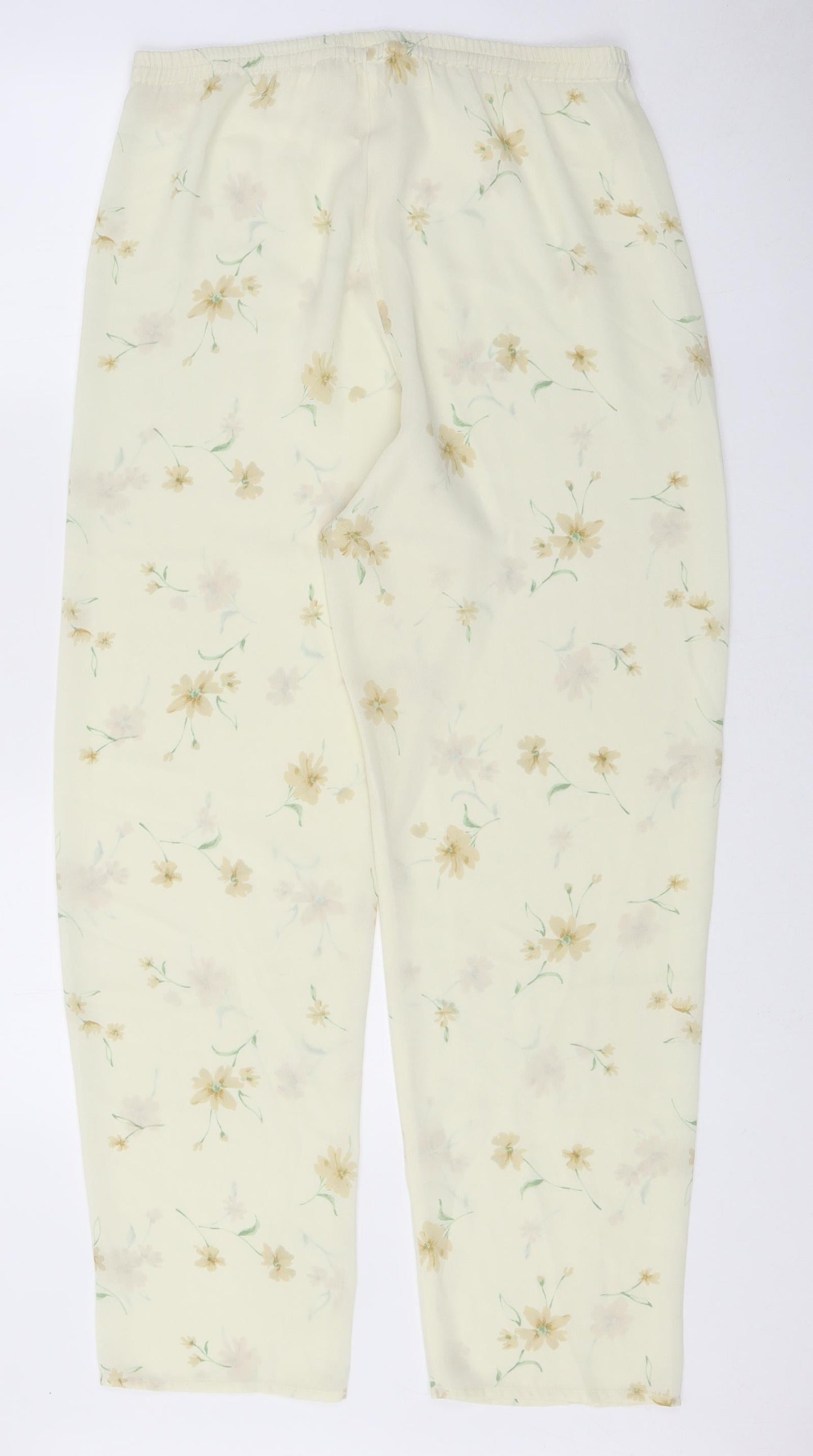 Topshop Womens Yellow Floral Polyester Trousers Size S L28 in Regular Button