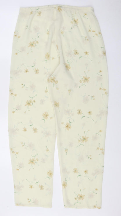 Topshop Womens Yellow Floral Polyester Trousers Size S L28 in Regular Button