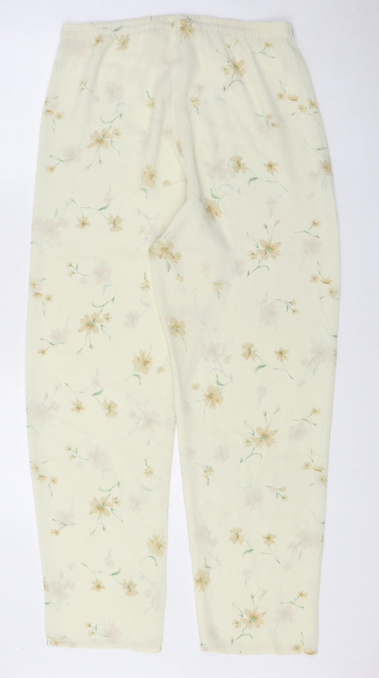 Topshop Womens Yellow Floral Polyester Trousers Size S L28 in Regular Button