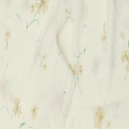 Topshop Womens Yellow Floral Polyester Trousers Size S L28 in Regular Button