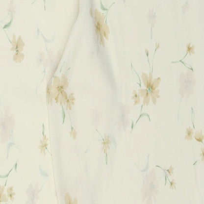 Topshop Womens Yellow Floral Polyester Trousers Size S L28 in Regular Button