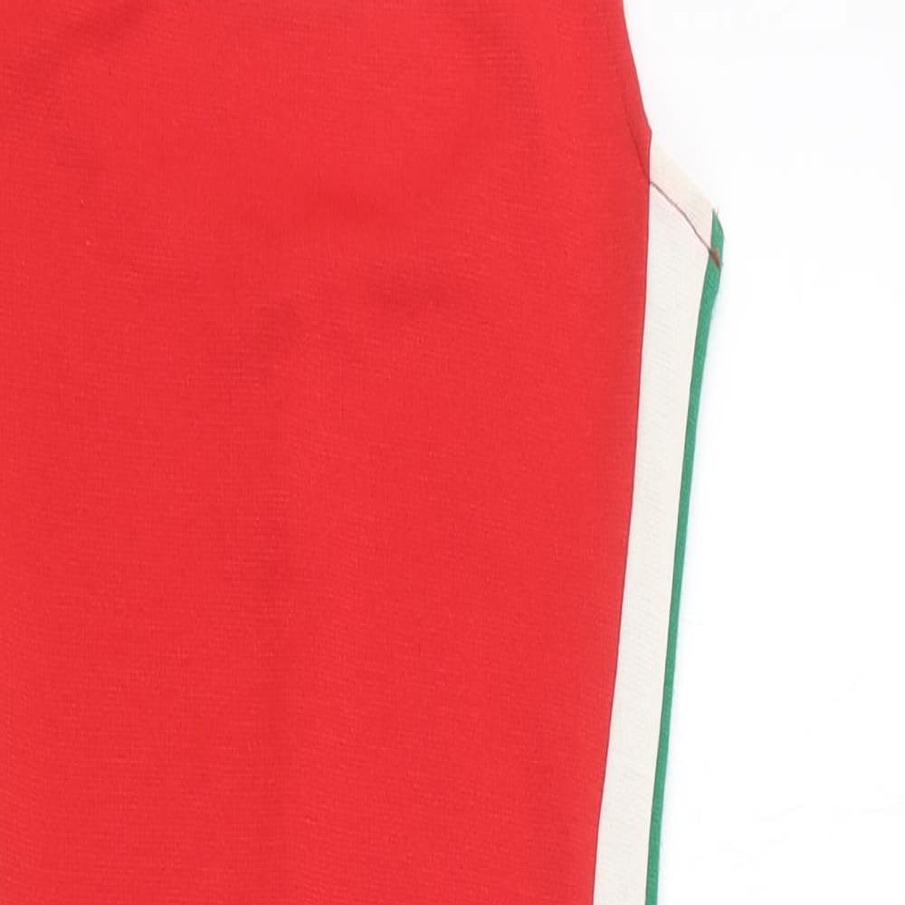 Pull&Bear Womens Red Striped Cotton Mini Size XS Round Neck Pullover