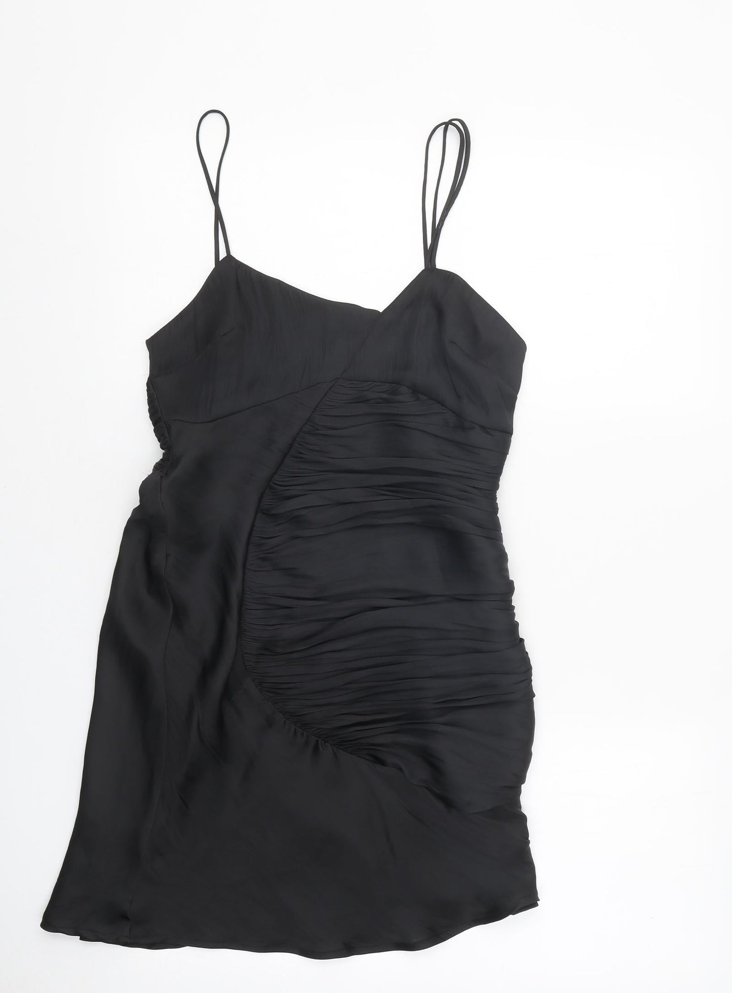 Zara Womens Black Polyester Bodycon Size S Sweetheart Zip