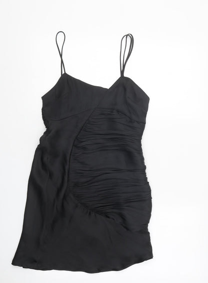 Zara Womens Black Polyester Bodycon Size S Sweetheart Zip