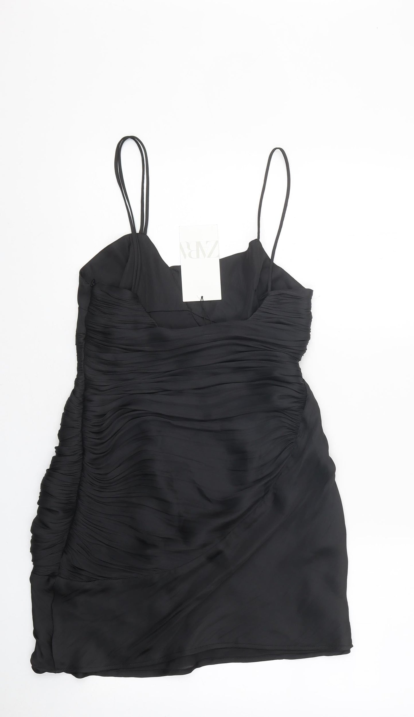 Zara Womens Black Polyester Bodycon Size S Sweetheart Zip