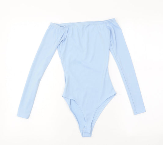 Boohoo Womens Blue Polyester Bodysuit One-Piece Size 6 Snap