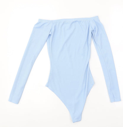 Boohoo Womens Blue Polyester Bodysuit One-Piece Size 6 Snap