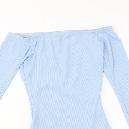 Boohoo Womens Blue Polyester Bodysuit One-Piece Size 6 Snap