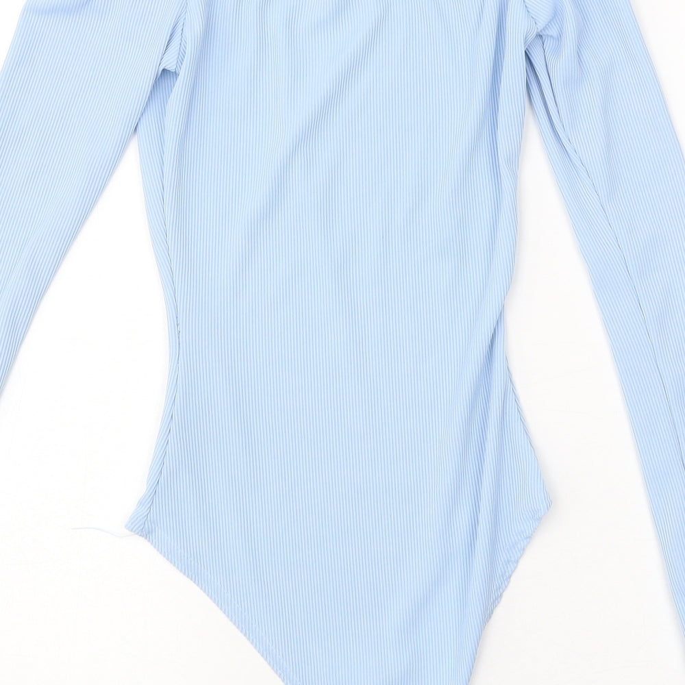 Boohoo Womens Blue Polyester Bodysuit One-Piece Size 6 Snap