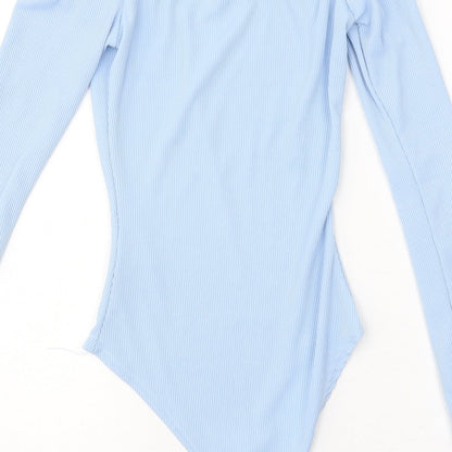 Boohoo Womens Blue Polyester Bodysuit One-Piece Size 6 Snap
