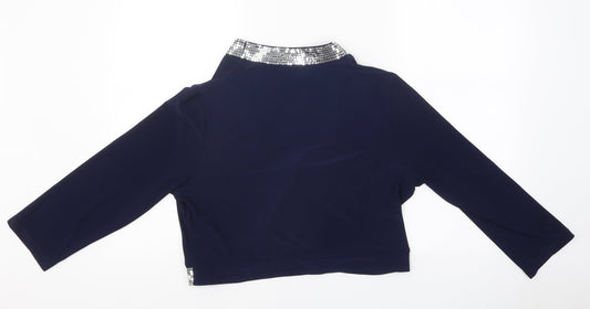 Womens UK Size L Nina Leonard Blue Cardigan Jumper
