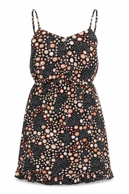 Topshop Womens Black Floral Polyester Mini Size 6 V-Neck Pullover