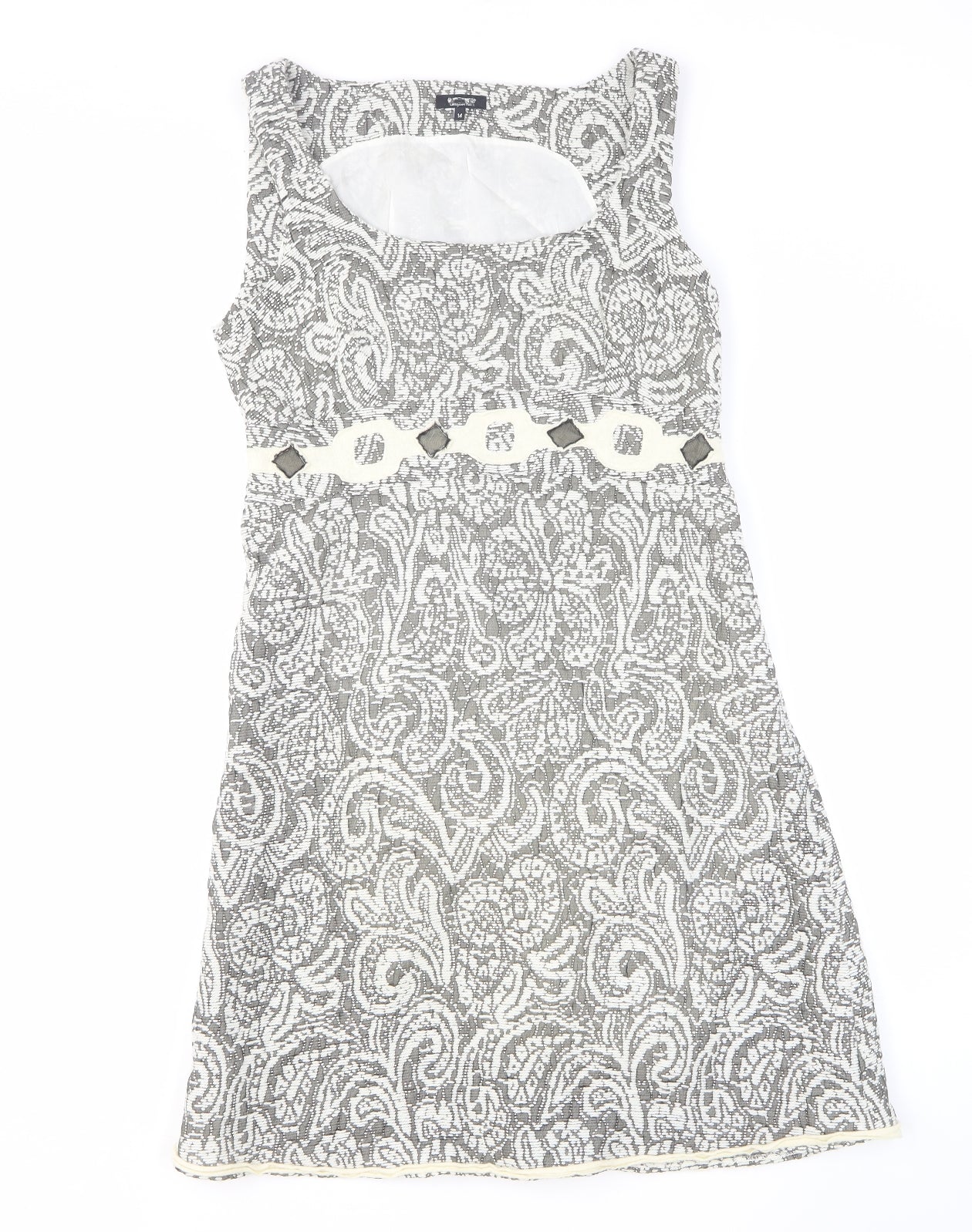 Marks and Spencer Womens Grey Floral Wool Tank Dress Size 14 Boat Neck Pullover