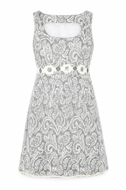 Marks and Spencer Womens Grey Floral Wool Tank Dress Size 14 Boat Neck Pullover